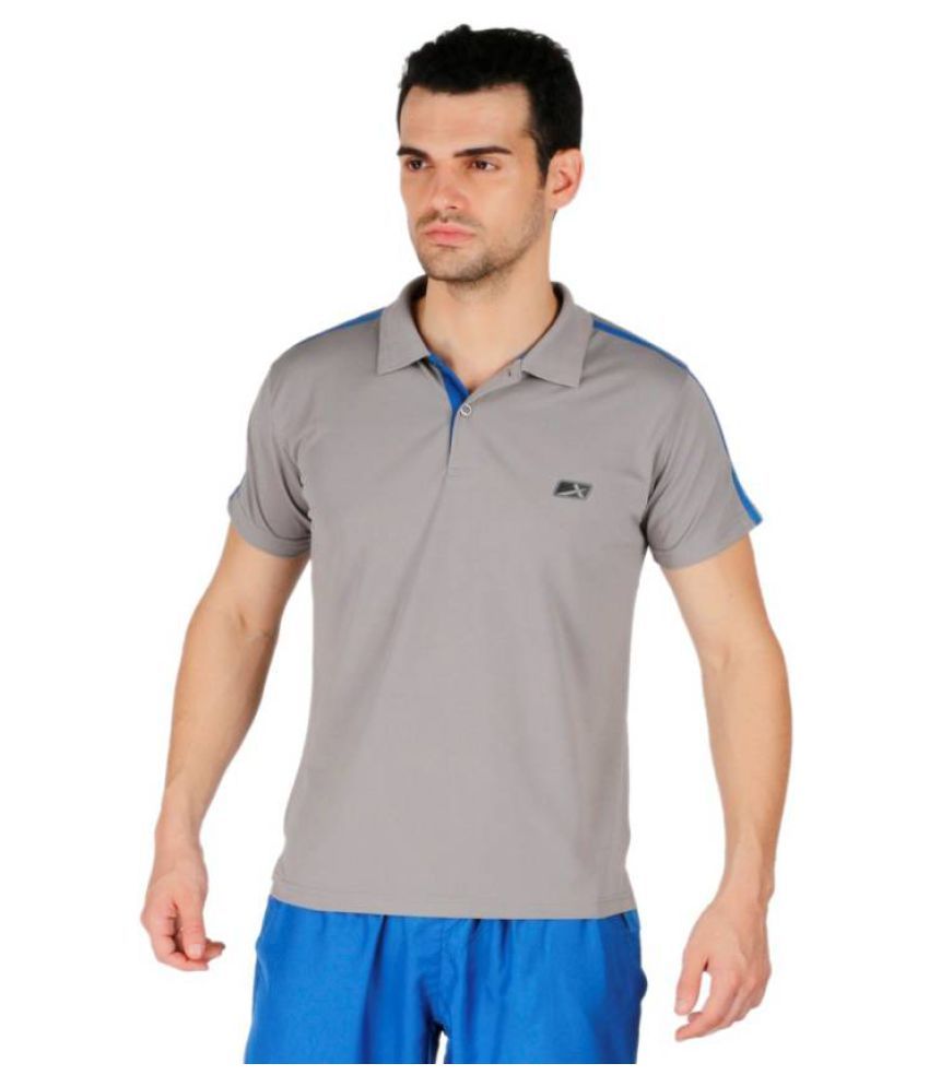 Vector X Solid Men #039;s Polo Neck Grey T Shirt