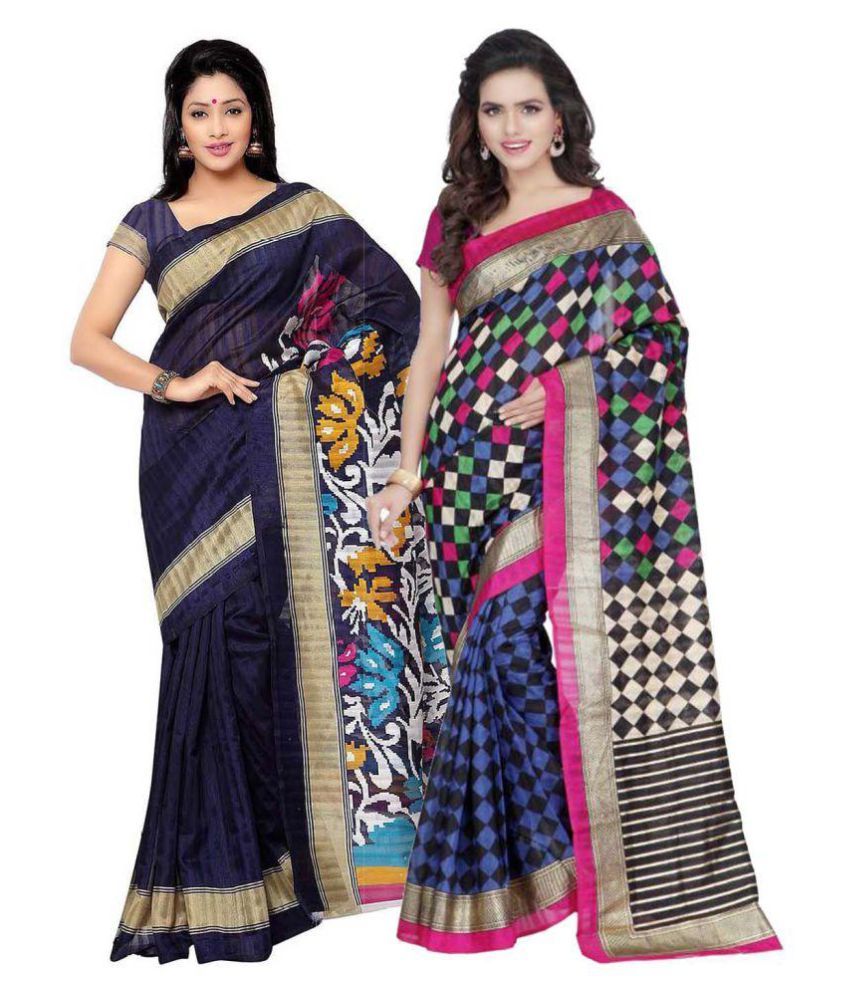 Ethnicpark Multicoloured Art Silk Saree Combos Buy Ethnicpark