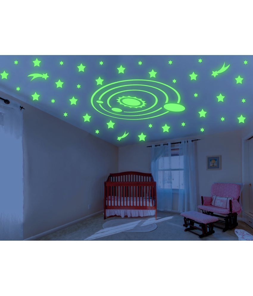 Onebuy Solar System Pvc Green Wall Stickers