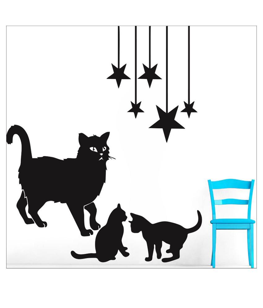    			Decor Villa Cat Family Vinyl Black Wall Stickers
