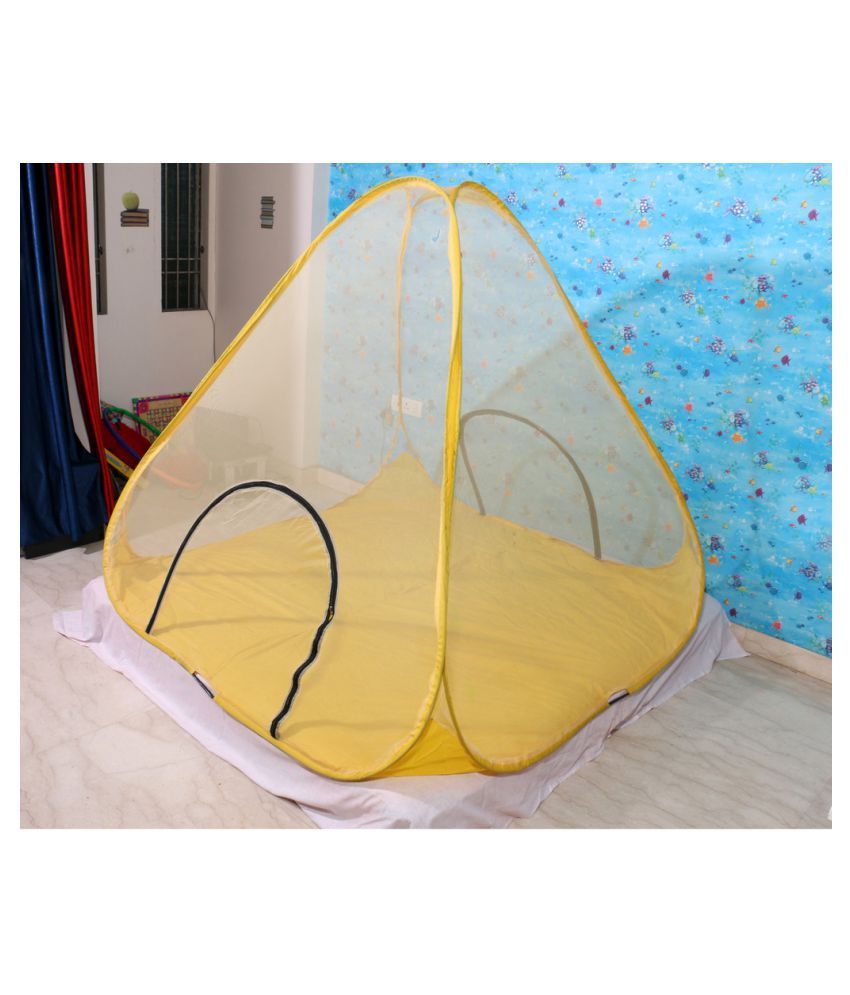 Indiweaves Yellow Poly Cotton Mosquito Net ( 180 cm × 184 cm) Buy