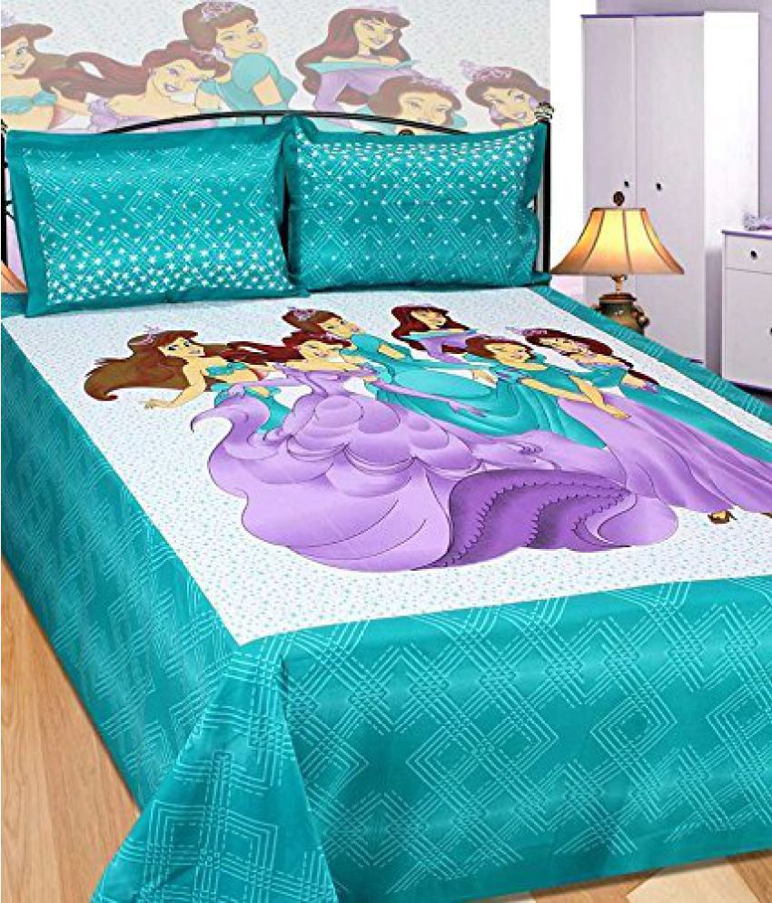 Metro Living Digital Cartoon Printed 120 TC Cotton Double Bed Sheet With 2  Pillow Covers-King Size,Green - Buy Metro Living Digital Cartoon Printed  120 TC Cotton Double Bed Sheet With 2 Pillow