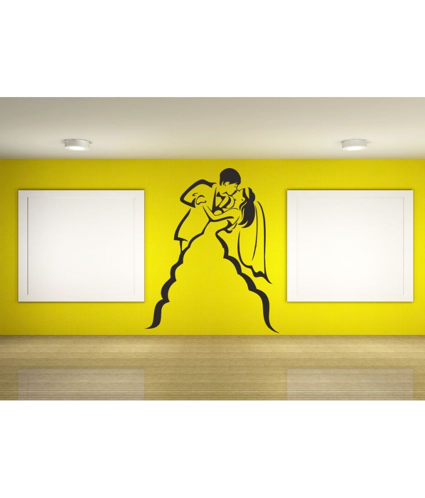     			Decor Villa Let's Dance And Kiss Vinyl Black Wall Stickers