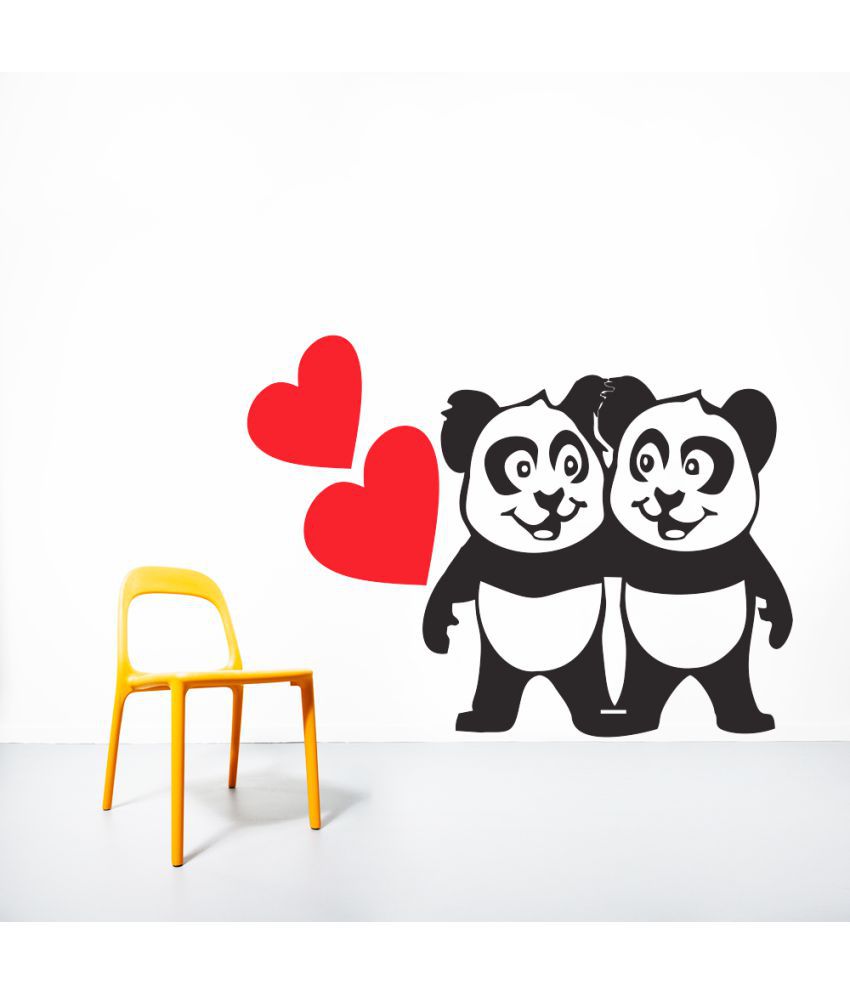     			Decor Villa Panda Love Vinyl Multicolour Wall Stickers
