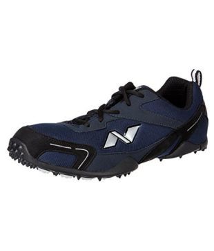 nivia men's marathon mesh pu blue and black running shoes