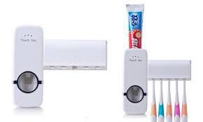     			Everything Imported Toothpaste Dispenser with Toothbrush Holder - White