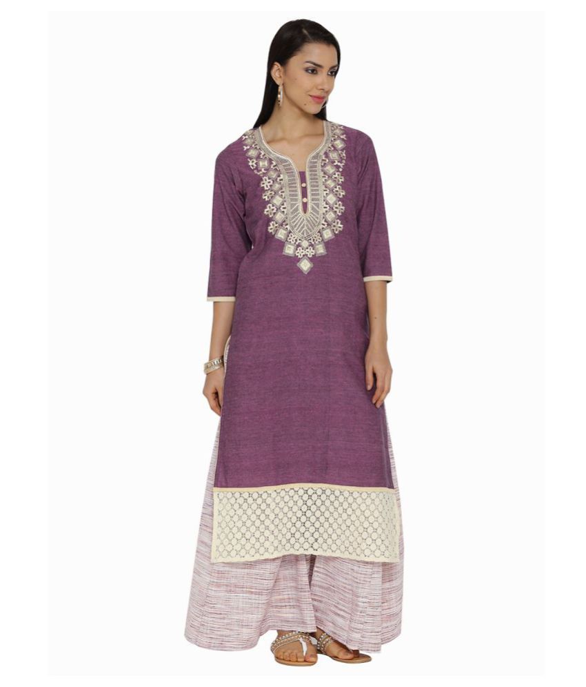 Aujjessa Purple Silk Blend Straight Semi-Stitched Suit - Buy Aujjessa ...