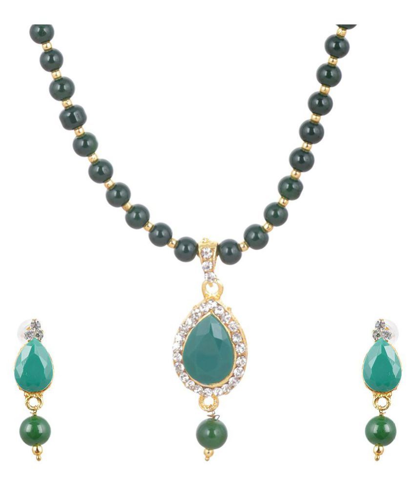 Antique Green color Moti and Diamond 