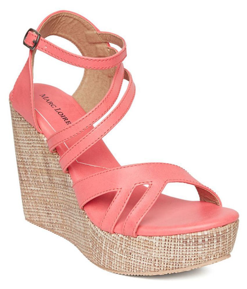 Marc Loire Pink Wedges Heels Price in India- Buy Marc Loire Pink Wedges ...