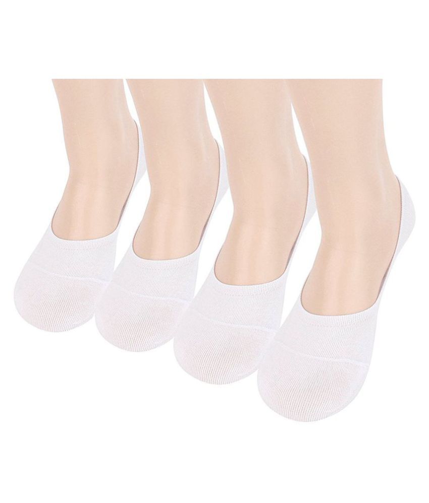     			Tahiro White Formal Cotton Footies Loafer Socks - Pack Of 4