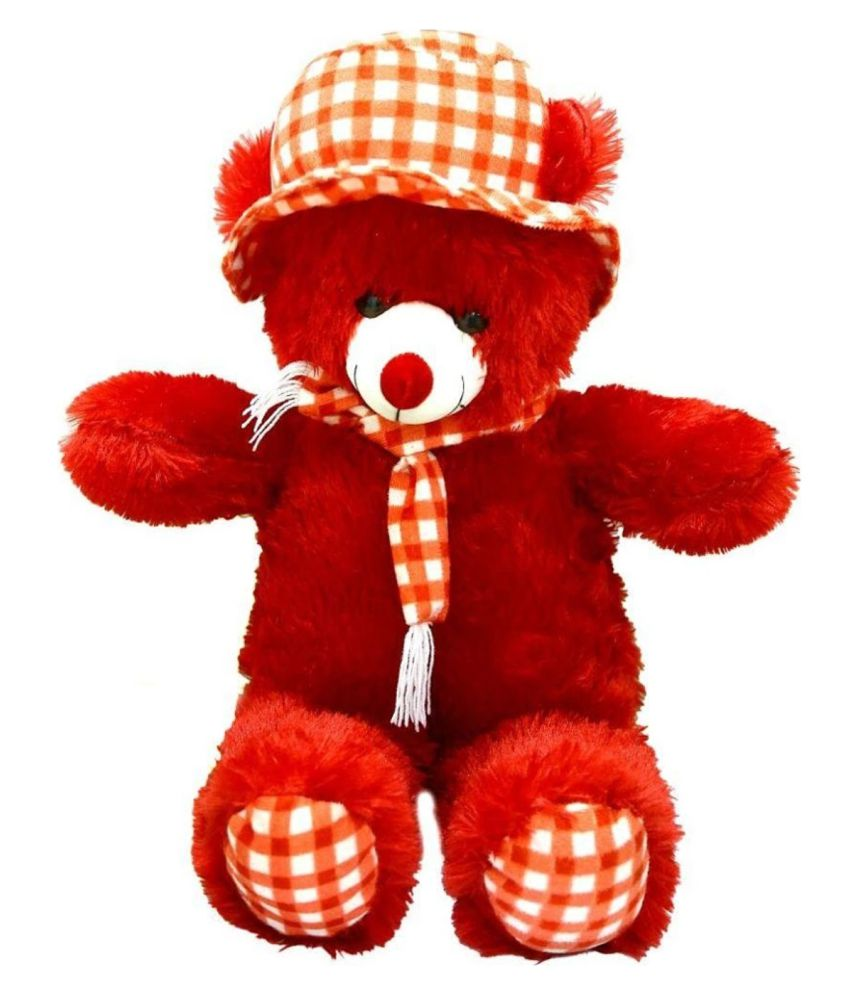 red teddy bear with cap