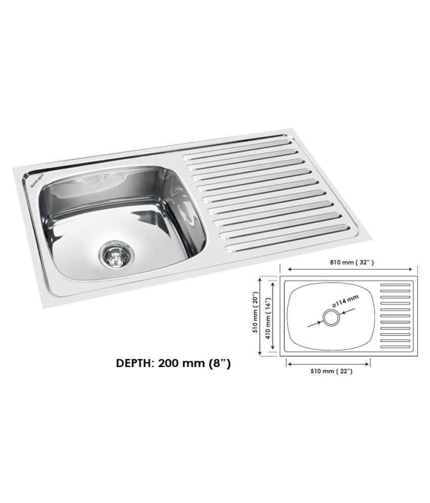 Sincore Stainless Steel Single Bowl Sink With Drainboard Sincore Stainless Steel Single Bowl Sink With Drainboard