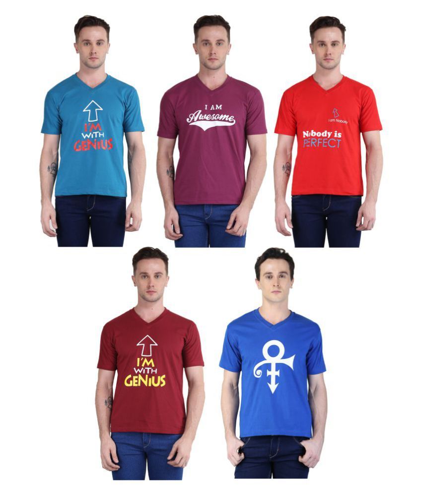     			British Terminal Multi V-Neck T-Shirt Pack of 5