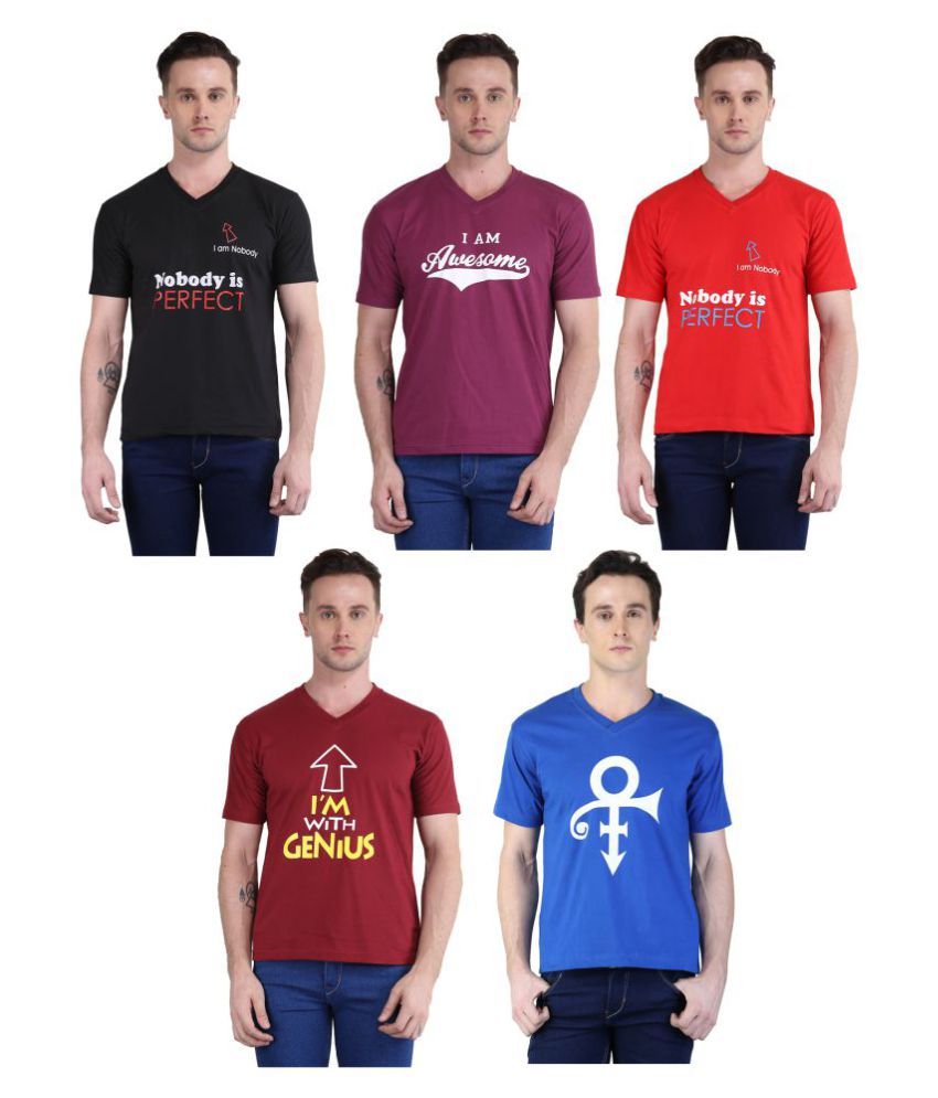     			British Terminal Multi V-Neck T-Shirt Pack of 5