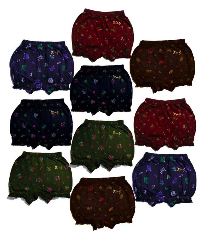     			Girls and Boys Dark Print Color Bloomer drawer Mix Pack( Pack of 10)