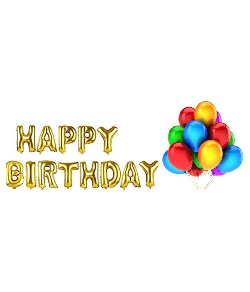  499 Happy Birthday Letter Foil Balloons Gold Color Pack 63 Pcs 