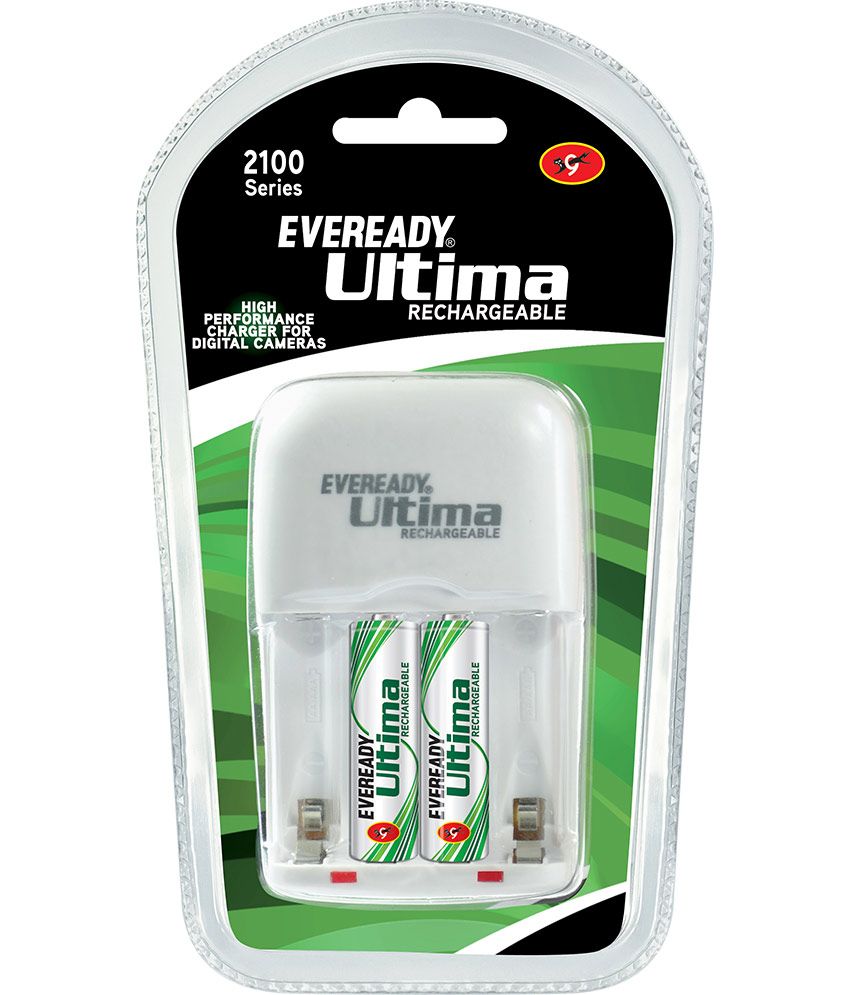 Eveready Ultima Rechargeable Nimh 2100 Mah 2 Pc batteries with AA AAA charger for Camera
