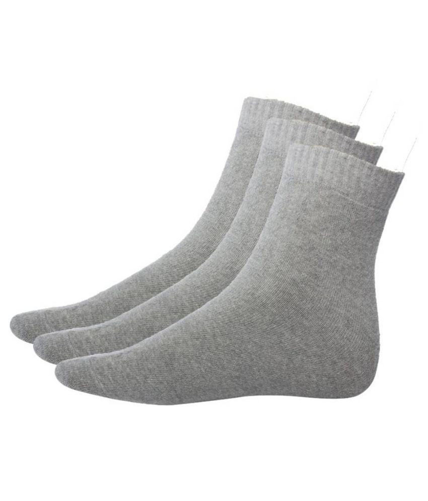     			Tahiro Grey Cotton Ankle Length Socks - Pack Of 3