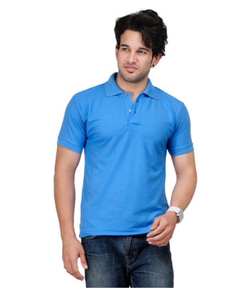     			FUNKY GUYS Blue Slim Fit Polo T Shirt