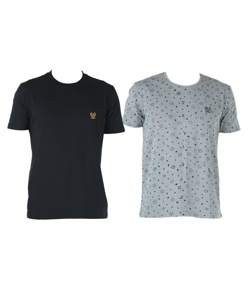     			Vimal Jonney Multi Round T-Shirt Pack of 2