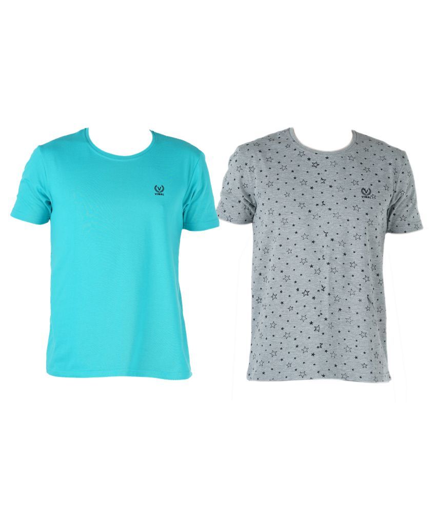     			Vimal Jonney Multi Round T-Shirt Pack of 2