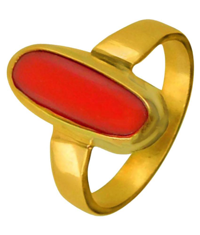 Red Moonga/Munga Stone Panchadhatu Ring for unisex Moonga by GEMS HUB Red Coral Ring 9.3 Ct./10.25 Ratti