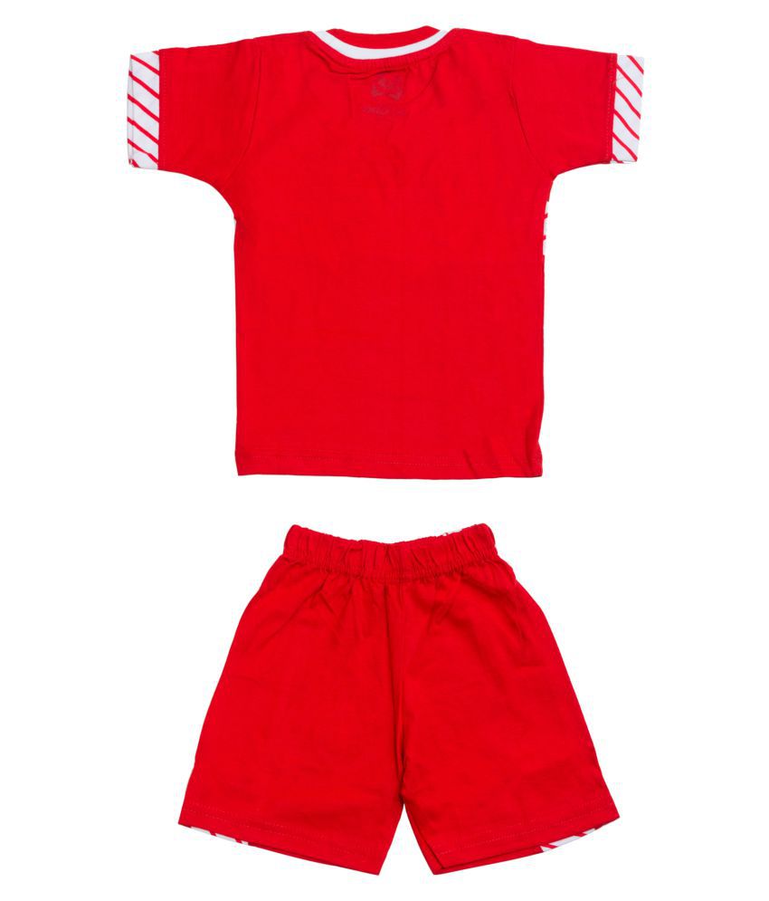 Lil' Ones Graphic Print Red Round Neck T-Shirt & Shorts For Boys - Buy ...