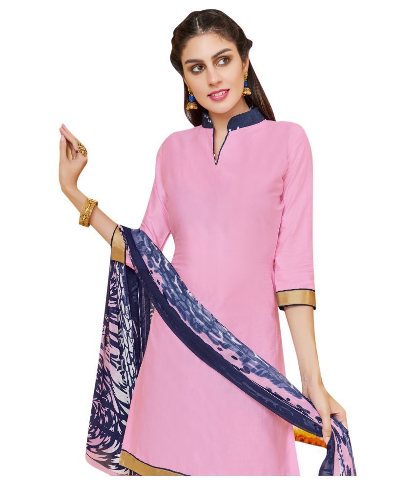 Stylee Lifestyle Pink Cotton Dress Material Buy Stylee Lifestyle Pink