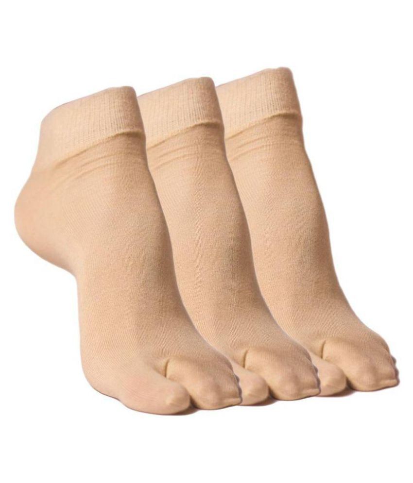     			Tahiro Beige Cotton Casual Thumb Ankle Length Socks - Pack Of 3