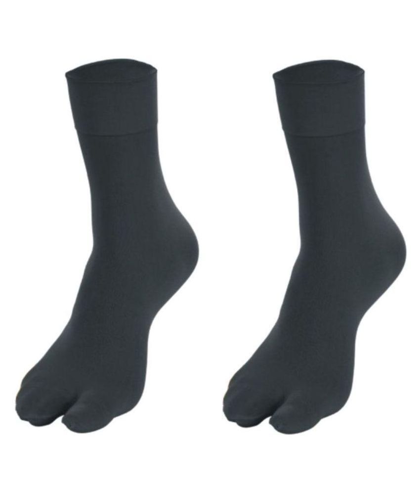     			Tahiro Black Cotton Casual Thumb Ankle Length Socks - Pack Of 2