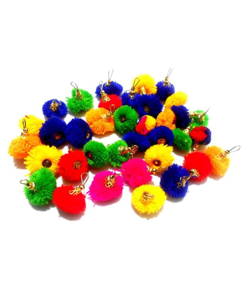     			Pom pom Multicolor Tassels 50 pcs, 28 mm Used for Making Earrings, Jewellery,caps, Dress Borders,Arts & Crafts, Decorations etc