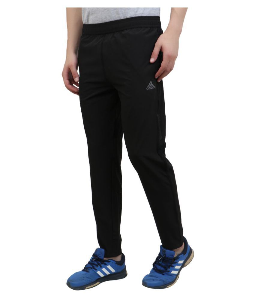 Adidas Black Polyester Lycra Track Pant - Buy Adidas Black Polyester