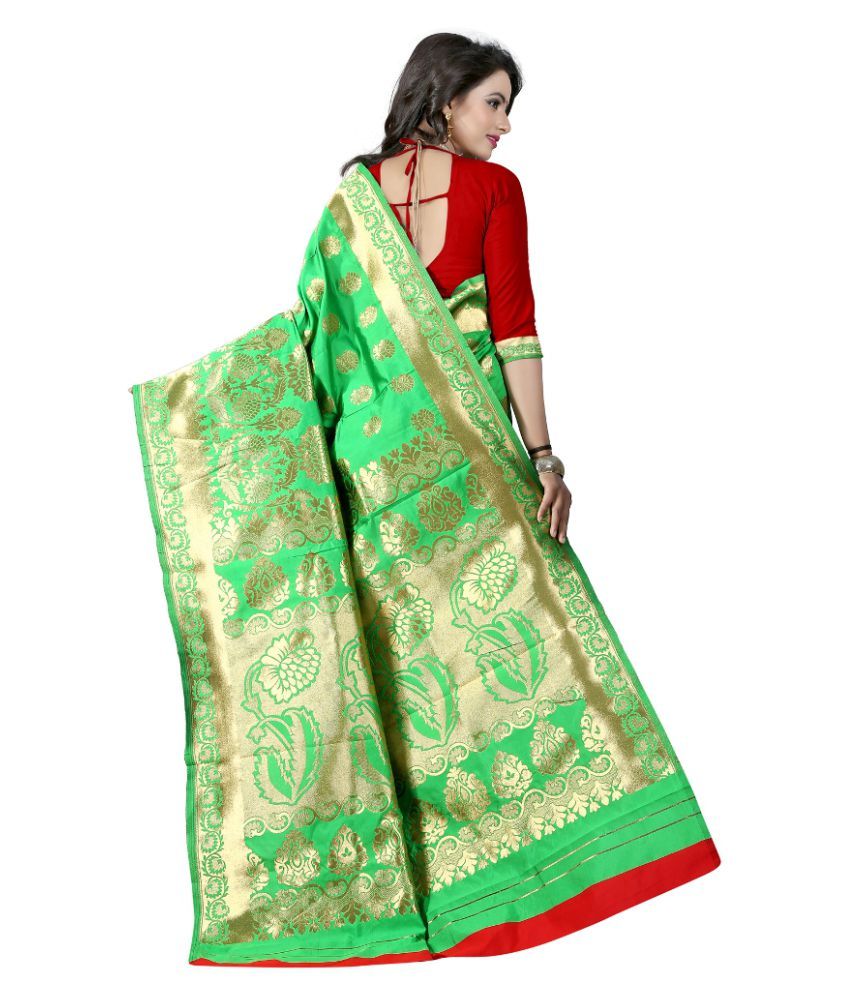 G Fashion Studio Green and Beige Banarasi Silk Saree Buy G Fashion