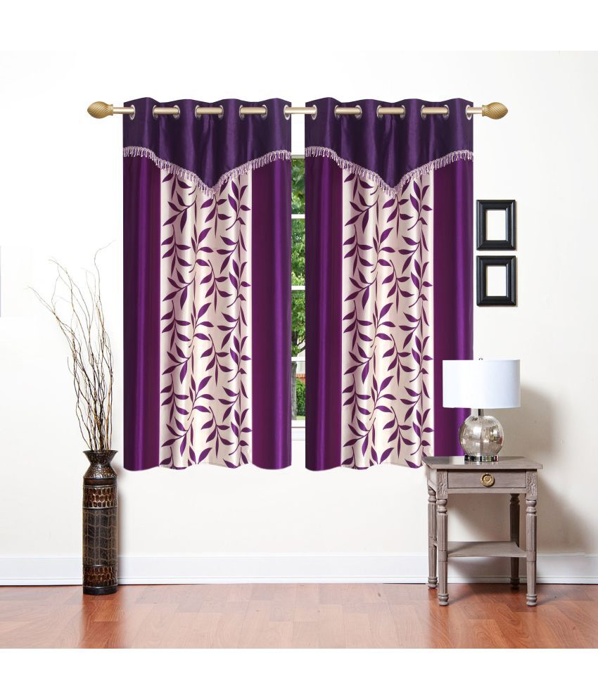     			Stella Creations Set of 2 Window Eyelet Curtains Printed Purple