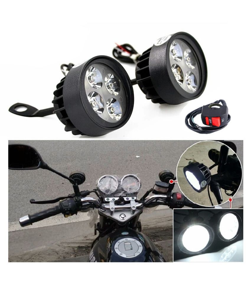 Bikers World 2pcs Bike Mirror Handle Led Projector Fog