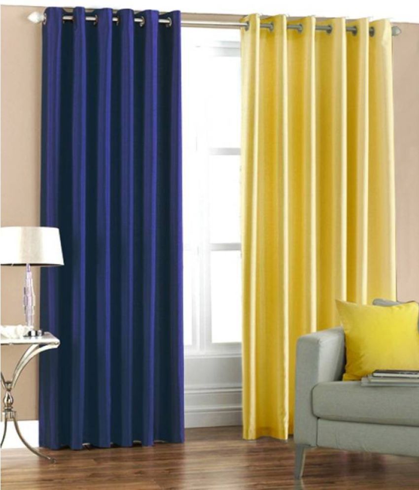     			IDOLESHOP Set of 2 Door Eyelet Curtains Plain Multi Color