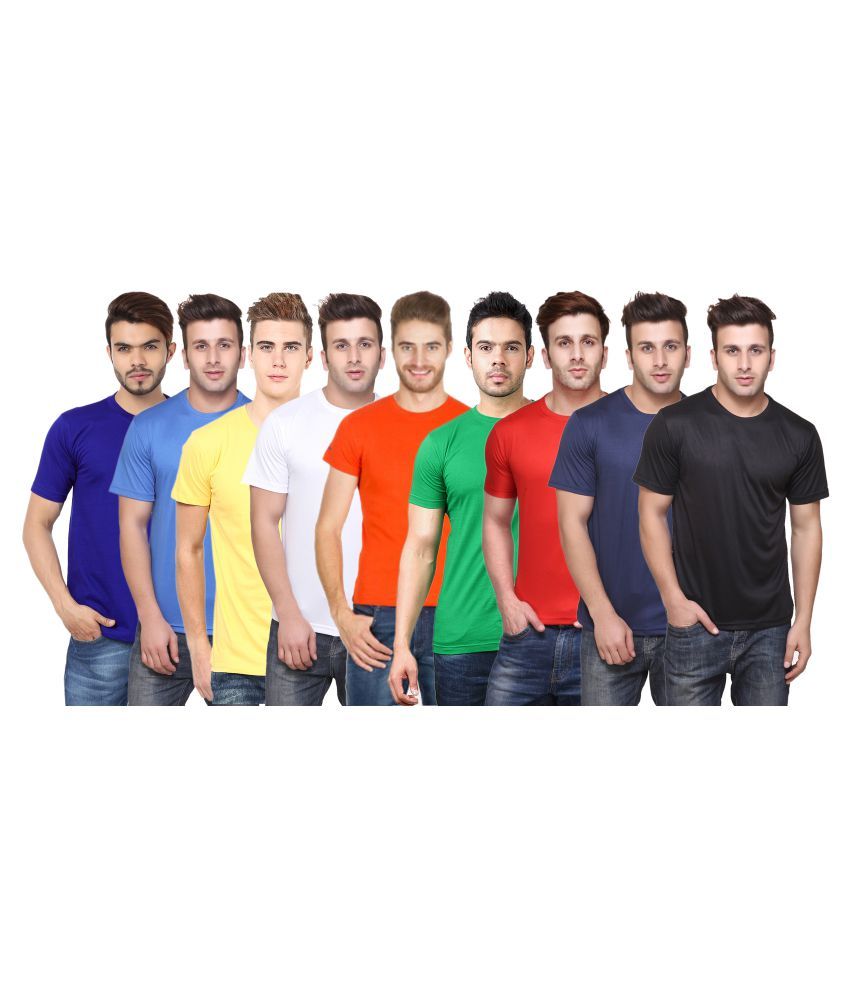     			Funky Guys Polyester Slim Fit Solid Half Sleeves Men's Round Neck T-Shirt - ( Pack of 8 )