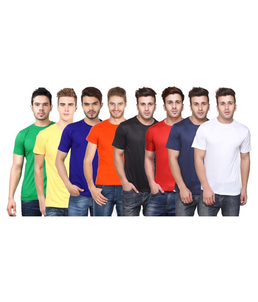     			Funky Guys Polyester Slim Fit Solid Half Sleeves Men's Round Neck T-Shirt - ( Pack of 8 )