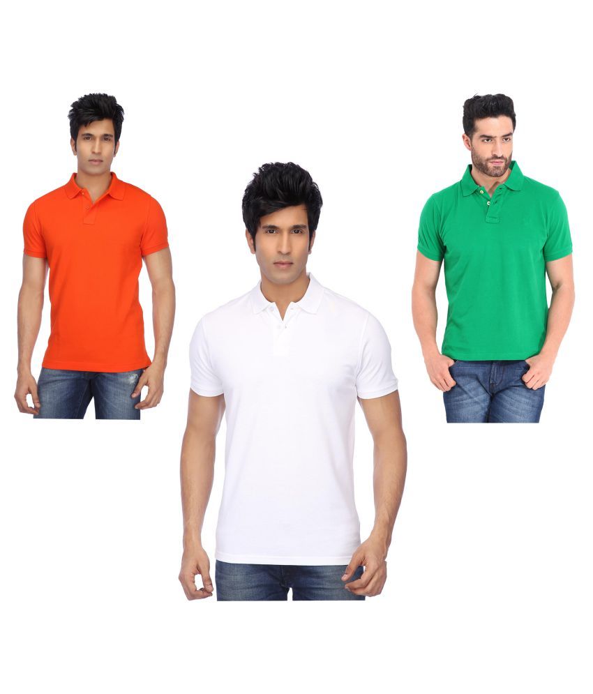     			FUNKY GUYS Multi Polyester Polo T-Shirt Pack of 3