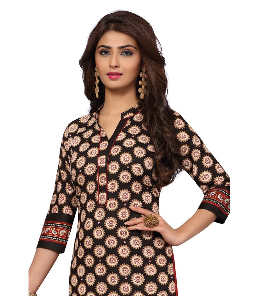 JAIPUR FABRICS Brown and Beige Cotton Dress Material - Buy JAIPUR ...