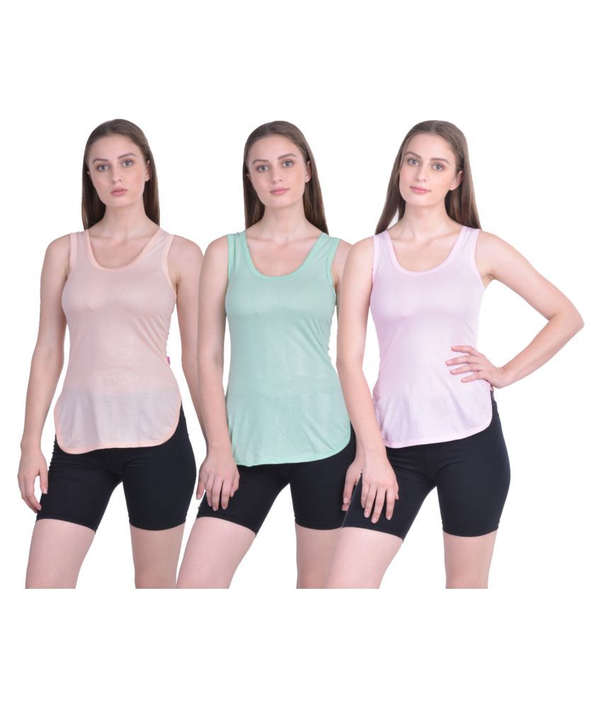 Dollar Missy Wome's Multicolor Cotton Camisole Pack of 3