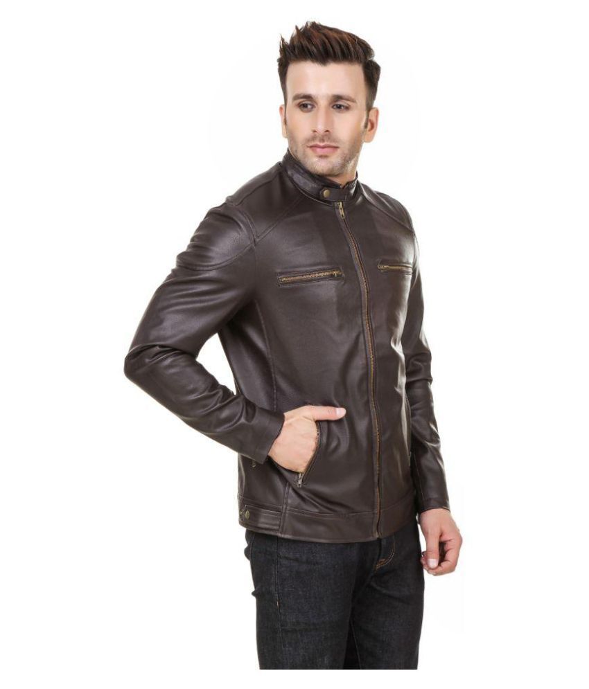 Zipper Brown Leather Jacket - Buy Zipper Brown Leather Jacket Online at ...