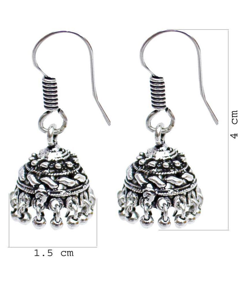 Rajasthani Silver Oxidised Black Metal Jhumki Earring Combo Set Pair Of