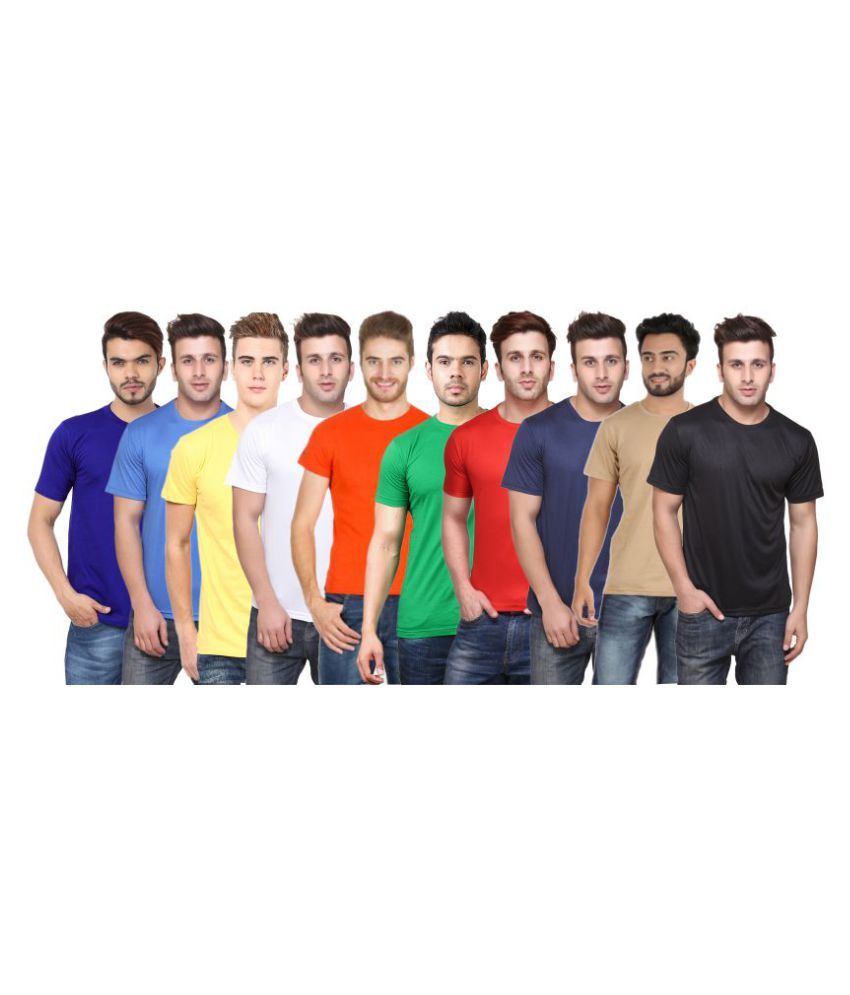     			Funky Guys Polyester Slim Fit Solid Half Sleeves Men's Round Neck T-Shirt - ( Pack of 10 )