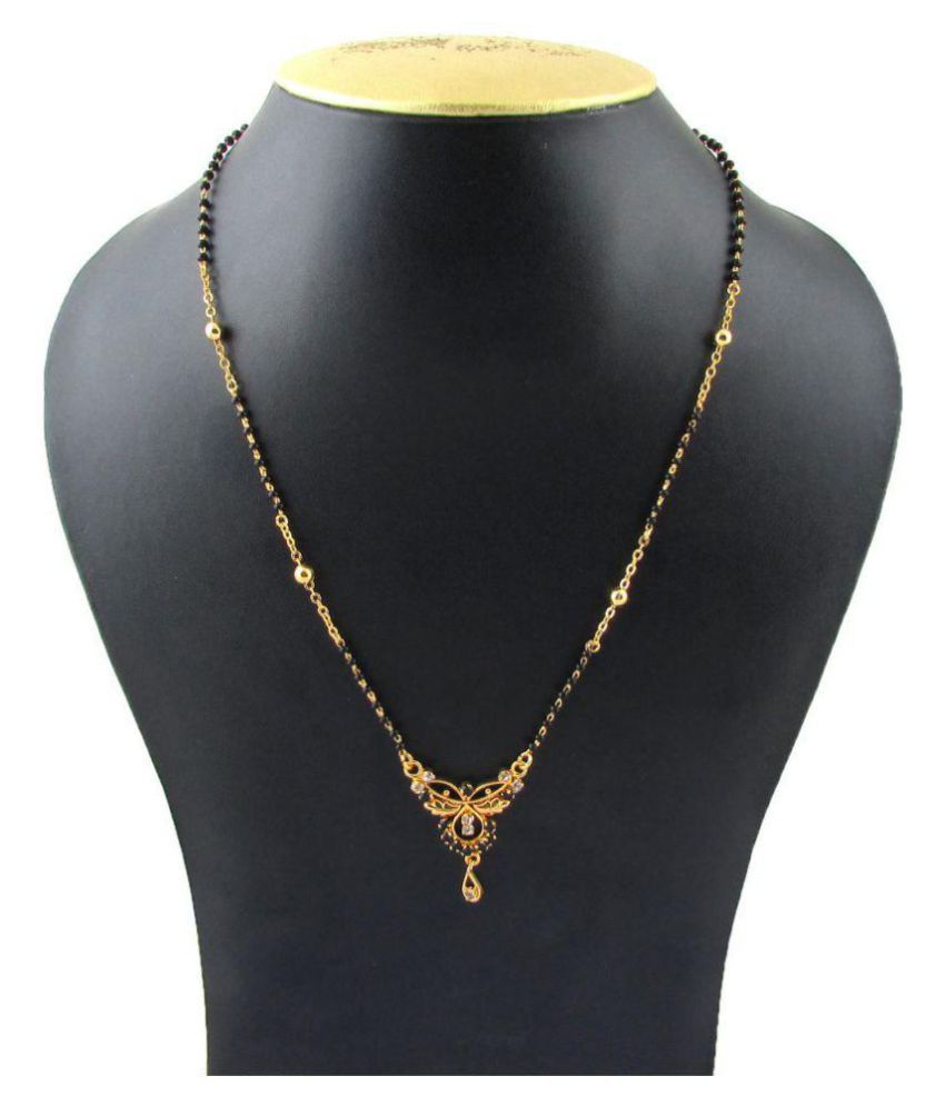 Indian Mangalsutra 22k Gold Plated Black Beads 18 Traditional Necklace 