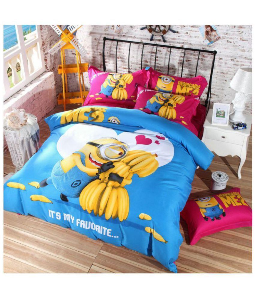 Upneja Handloom Minions Multi 3 D Double 1 Bed Sheet With 2 Pillow Cover Buy Upneja Handloom Minions Multi 3 D Double 1 Bed Sheet With 2 Pillow Cover At Best Prices In India Snapdeal