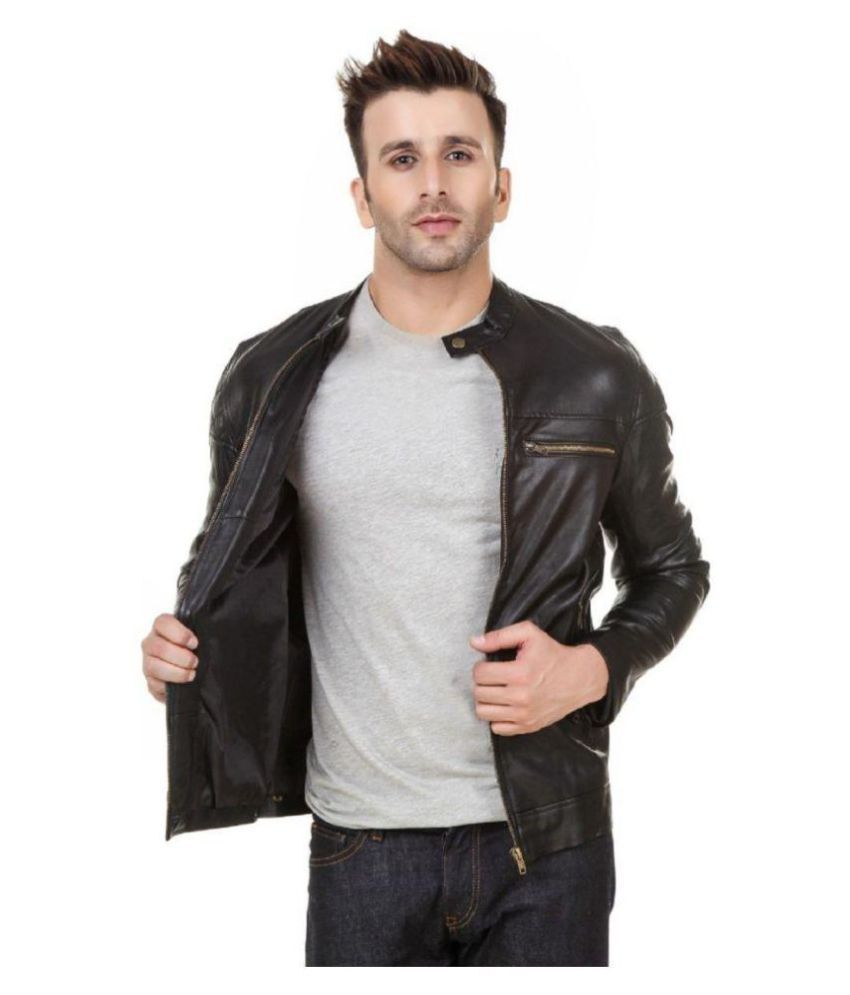 Zipper Black Leather Jacket - Buy Zipper Black Leather Jacket Online at ...