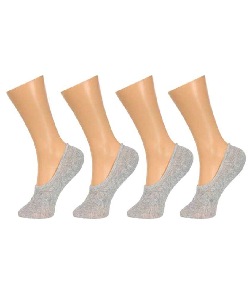     			Tahiro Grey Cotton Footies Socks - Pack of 4