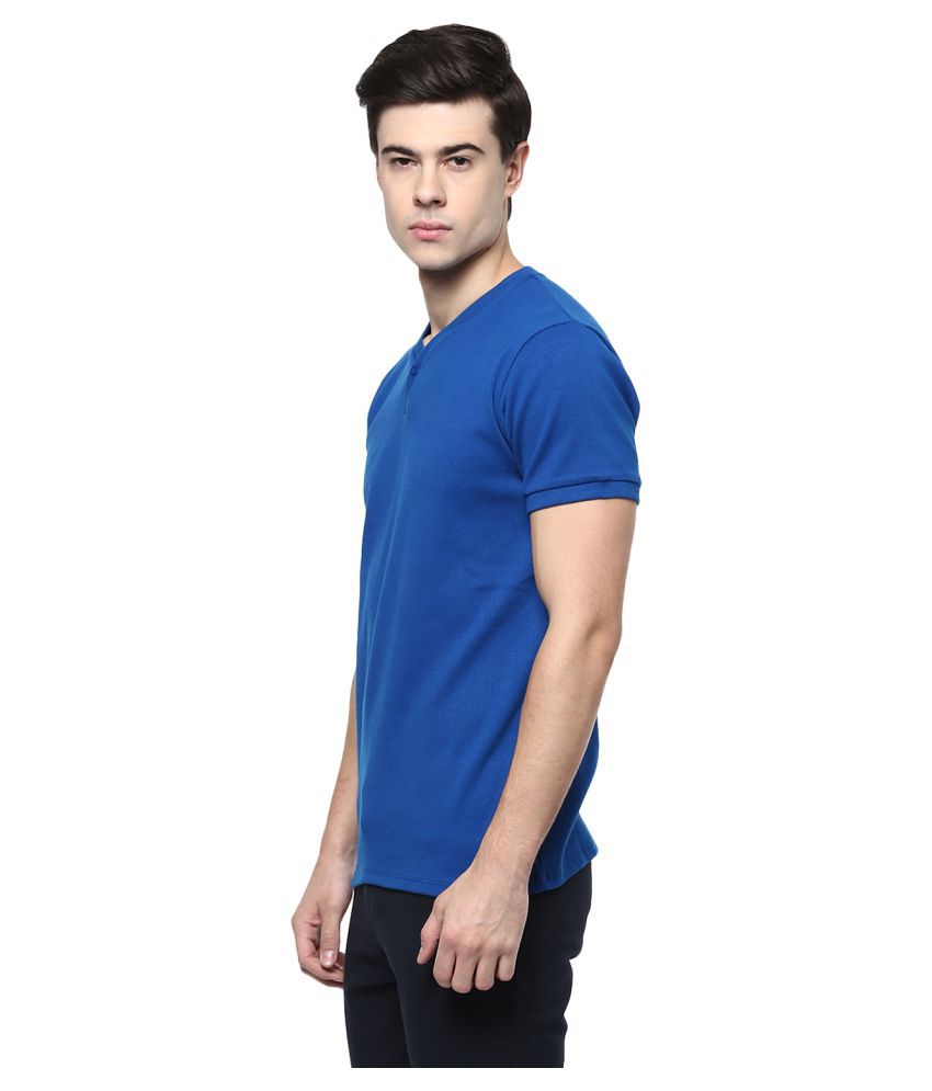 Srota Blue V-Neck T-Shirt - Buy Srota Blue V-Neck T-Shirt Online at Low ...