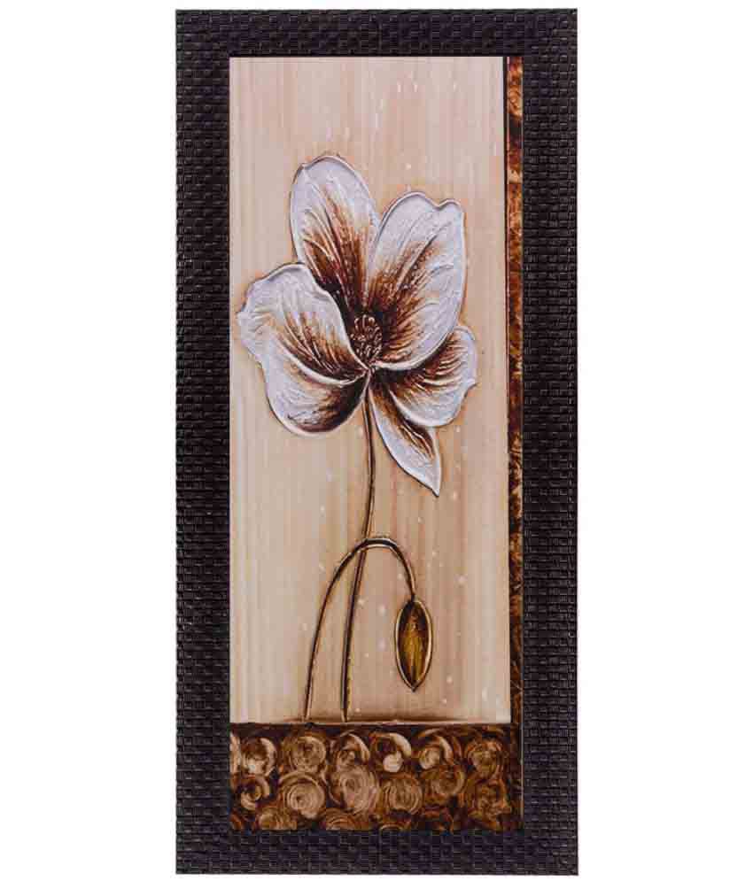     			eCraftIndia Floral Design Satin Matt Texture Framed UV Art  Multicolor Wood Painting With Frame Single Piece